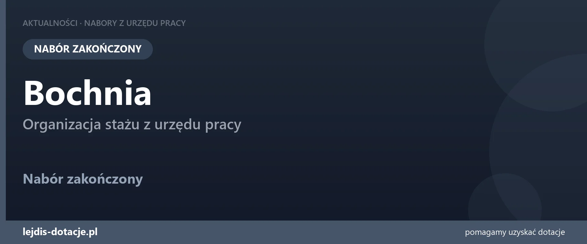 PUP Bochnia zakończył nabór — organizacja stażu z urzędu pracy (18 sierpnia 2026)