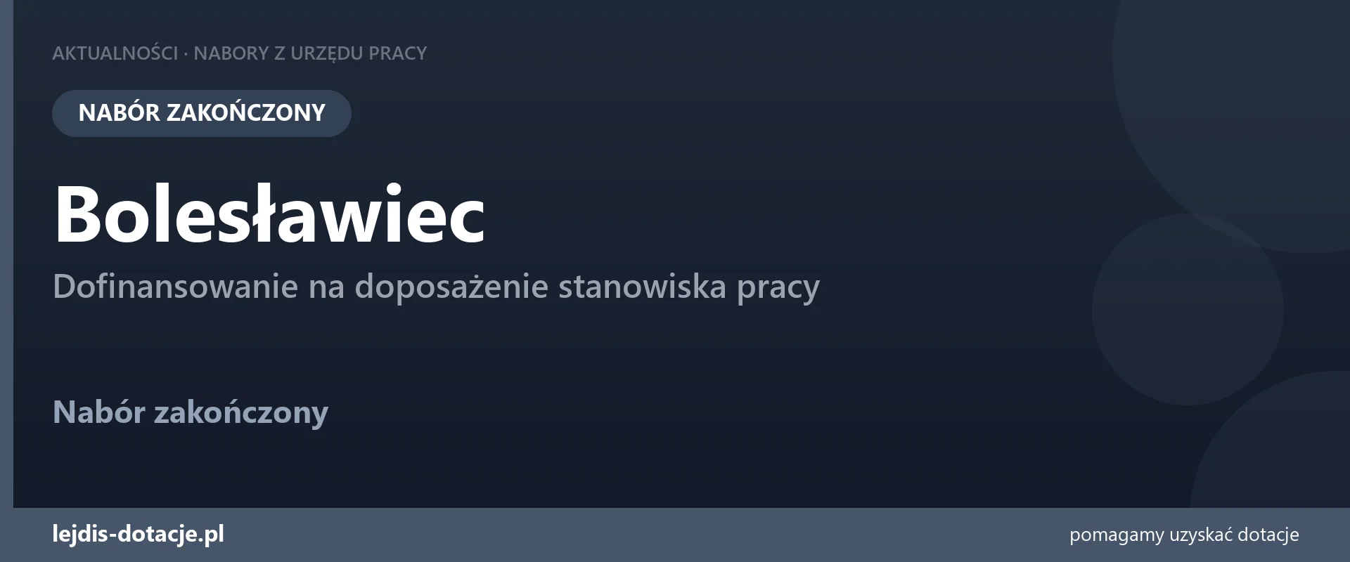 PUP Bolesławiec zakończył nabór — dofinansowanie na doposażenie stanowiska pracy (9 lipca 2026)