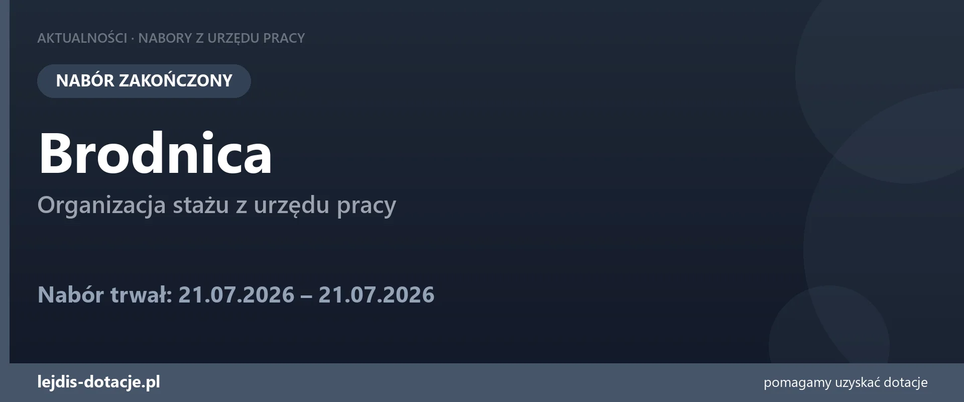 PUP Brodnica zakończył nabór — organizacja stażu z urzędu pracy (21 lipca 2026)