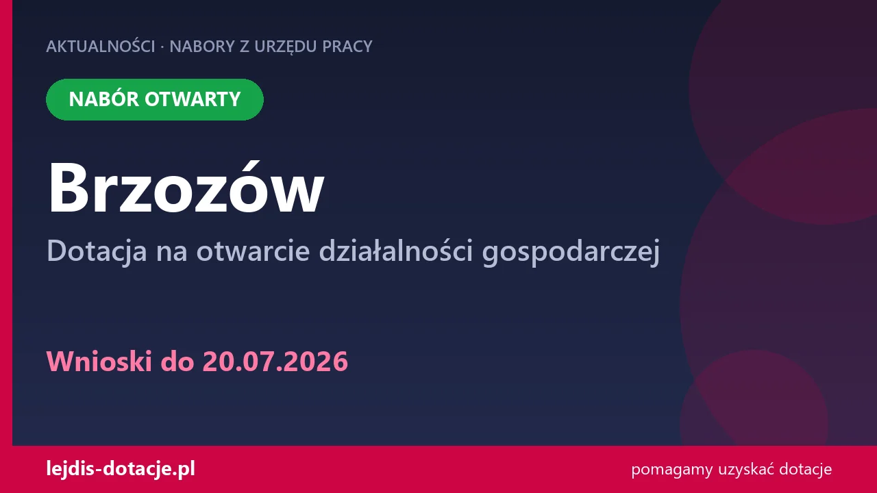 PUP Brzozów przyjmuje wnioski — dotacja na otwarcie działalności gospodarczej (20 lipca 2026)