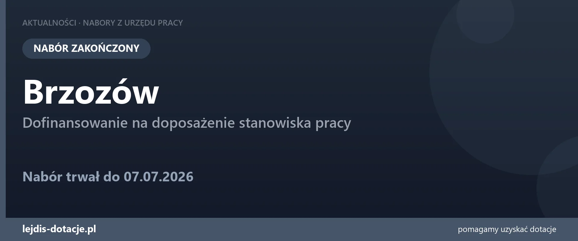 PUP Brzozów zakończył nabór — dofinansowanie na doposażenie stanowiska pracy (7 lipca 2026)