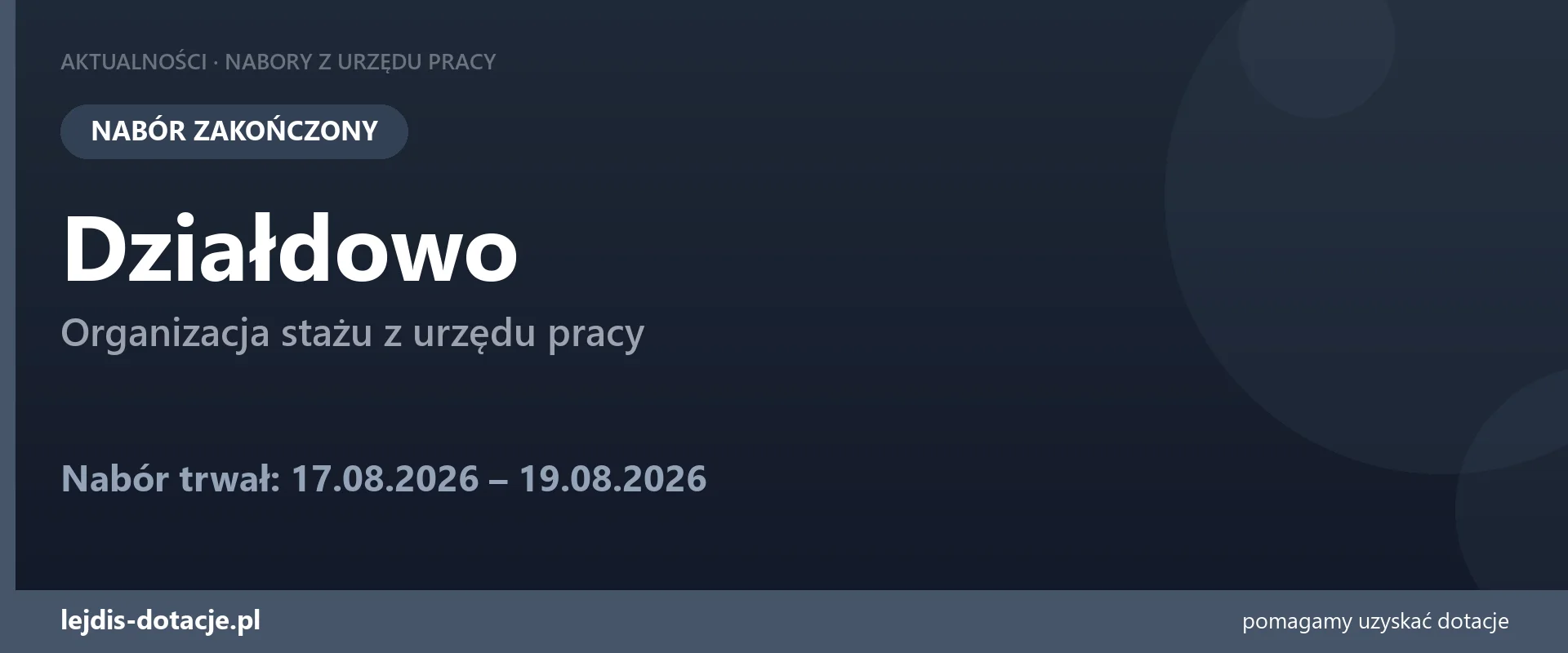 PUP Działdowo zakończył nabór — organizacja stażu z urzędu pracy (19 sierpnia 2026)