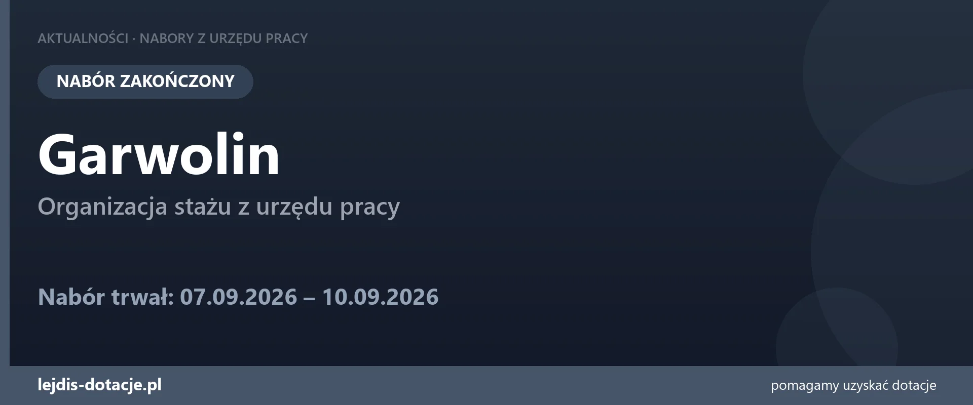 PUP Garwolin zakończył nabór — organizacja stażu z urzędu pracy (10 września 2026)