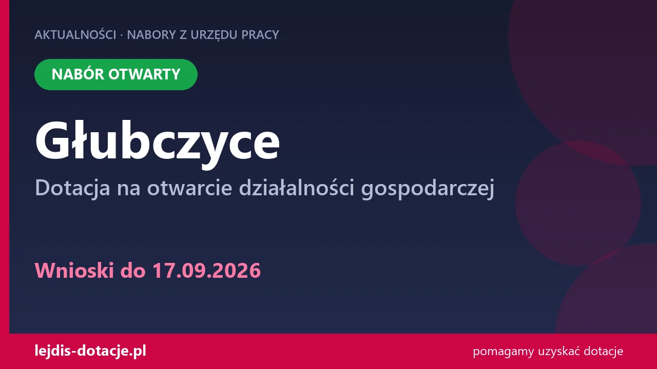 PUP Głubczyce przyjmuje wnioski — dotacja na otwarcie działalności gospodarczej (17 września 2026)