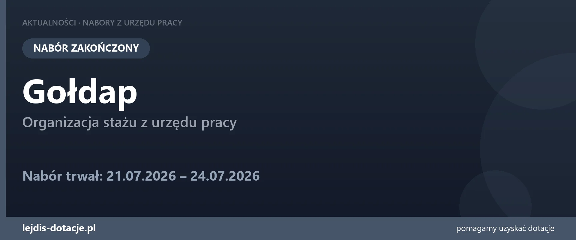 PUP Gołdap zakończył nabór — organizacja stażu z urzędu pracy (24 lipca 2026)