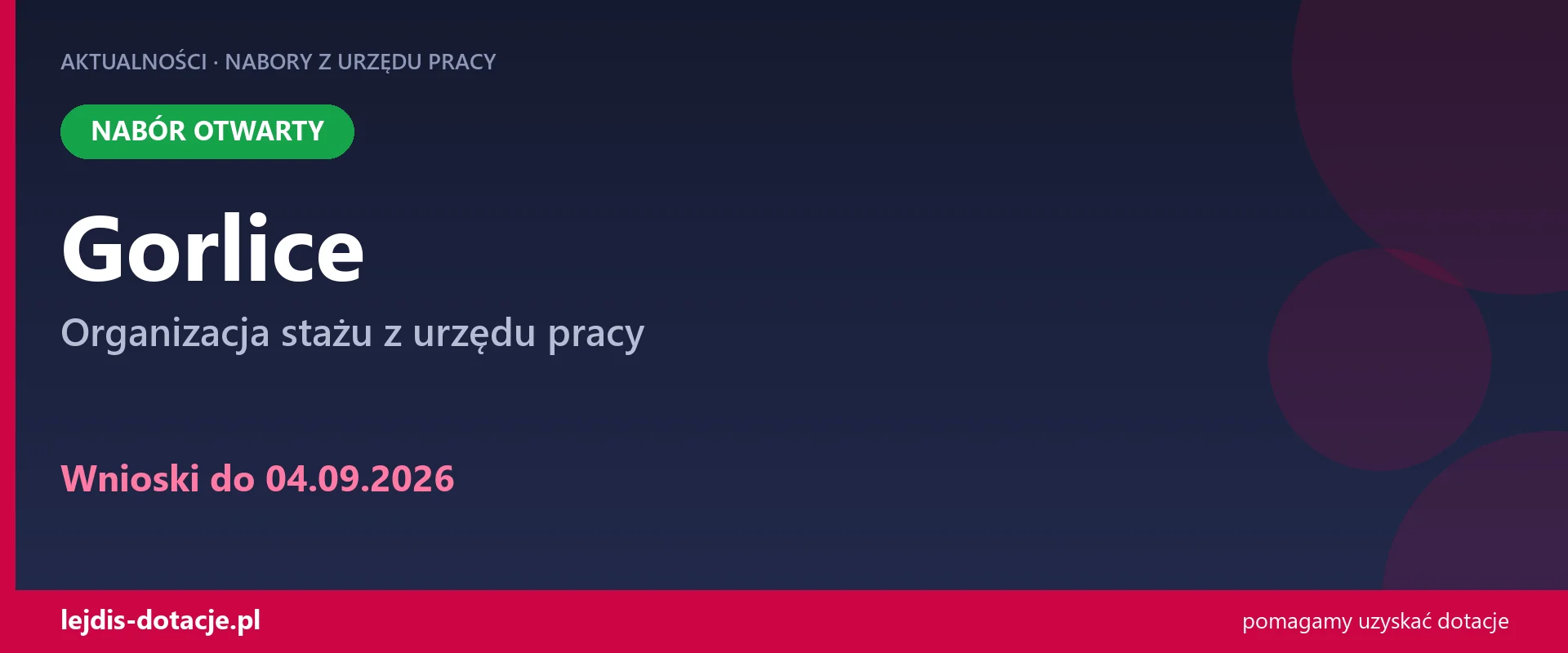 PUP Gorlice przyjmuje wnioski — organizacja stażu z urzędu pracy (4 września 2026)