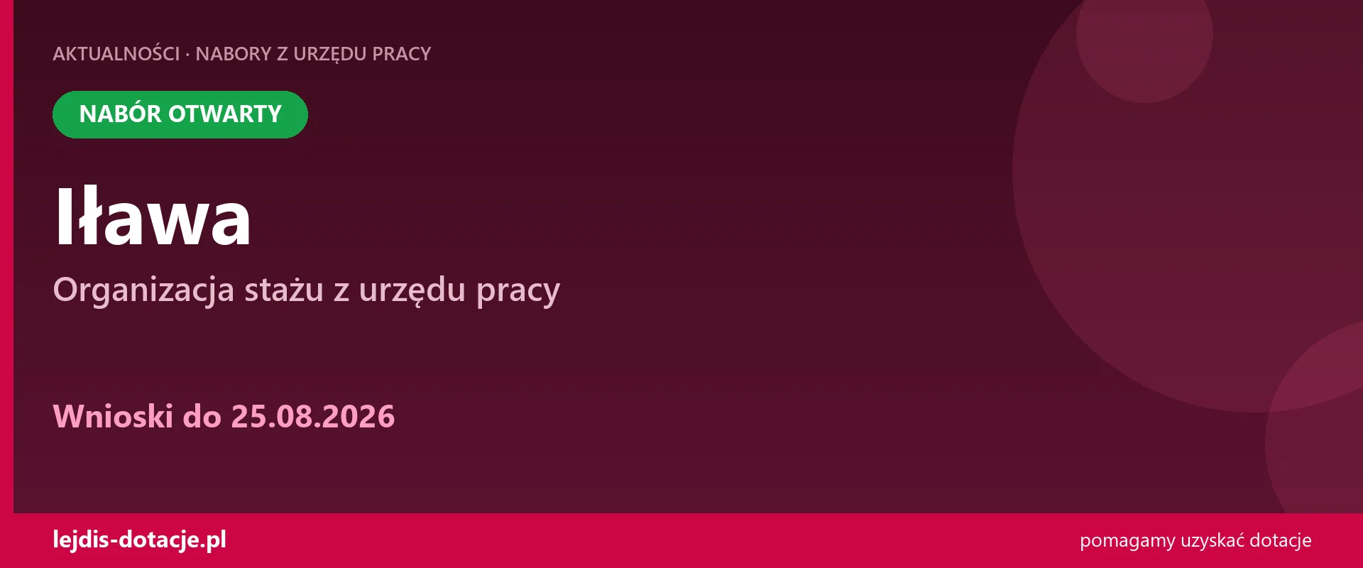 PUP Iława przyjmuje wnioski — organizacja stażu z urzędu pracy (25 sierpnia 2026)