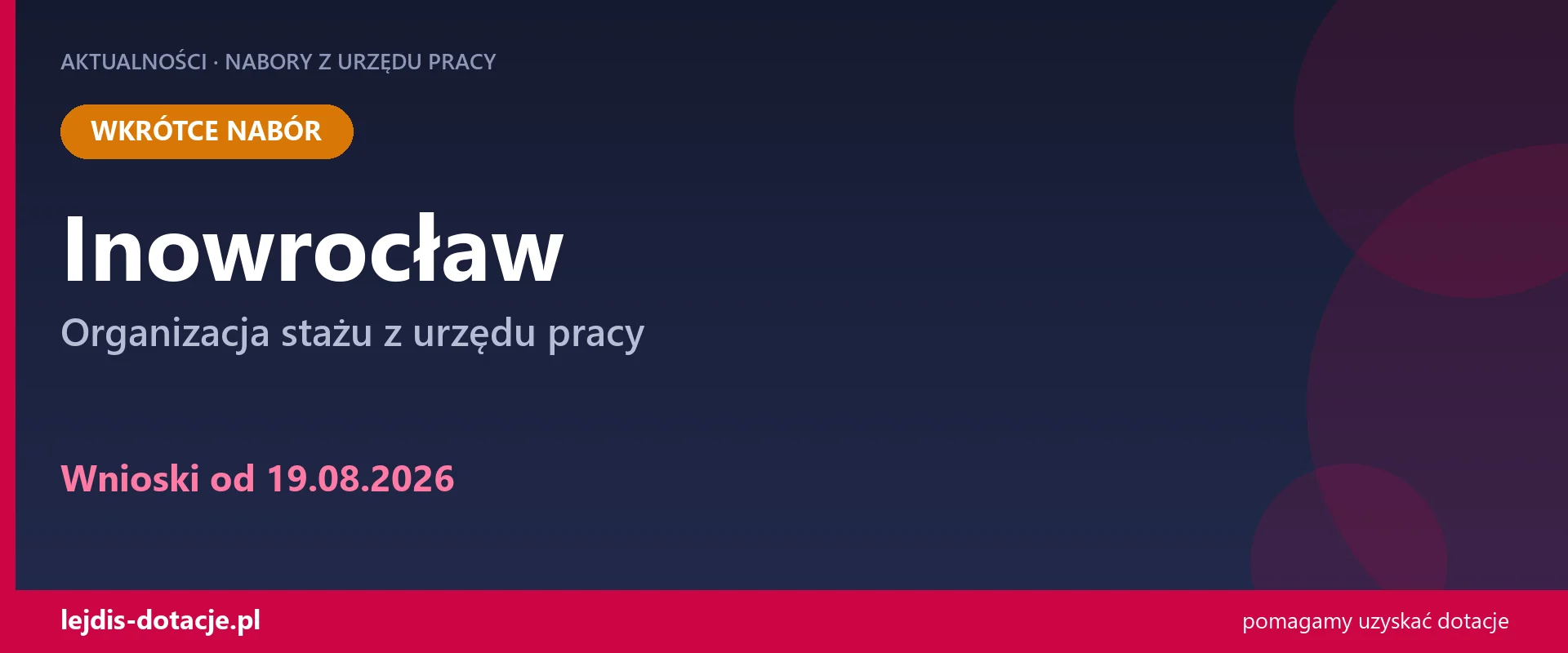 PUP Inowrocław ogłasza nabór — organizacja stażu z urzędu pracy (19 sierpnia 2026)