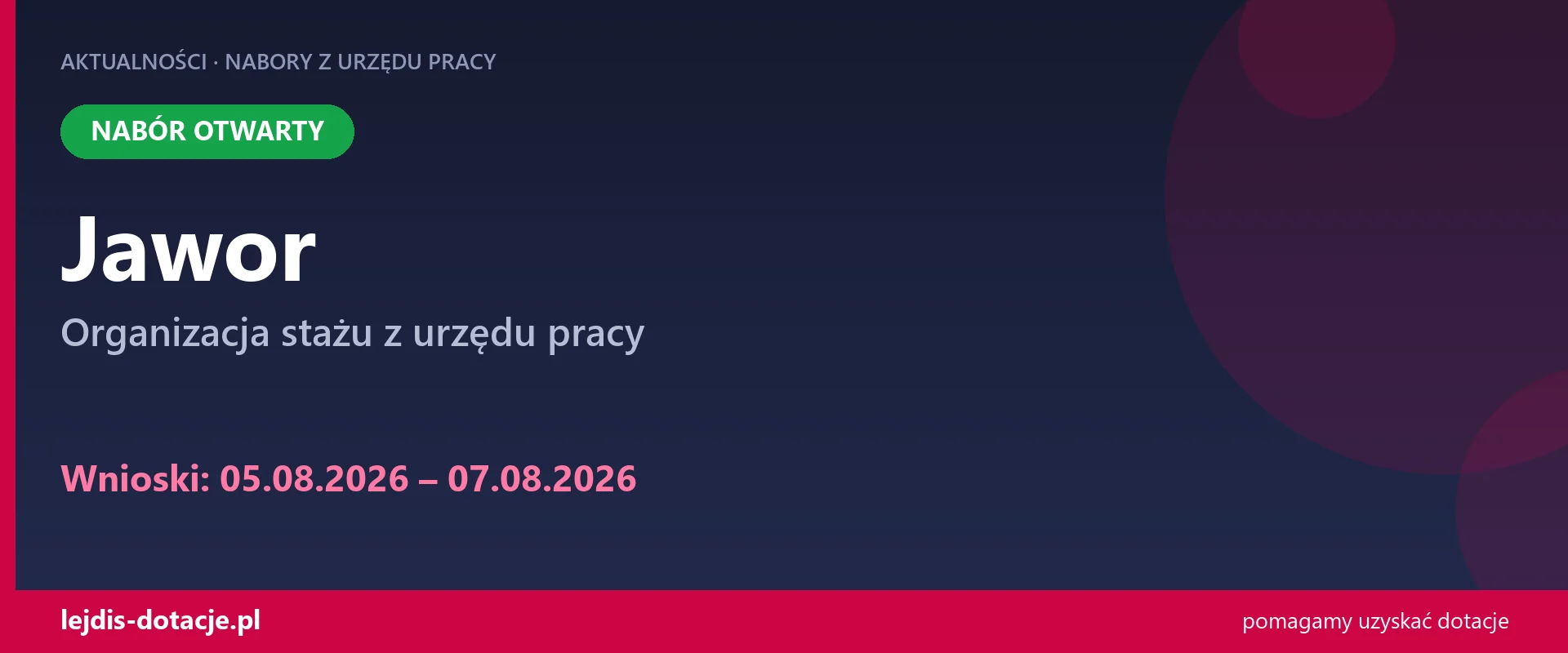 PUP Jawor przyjmuje wnioski — organizacja stażu z urzędu pracy (5 sierpnia 2026)