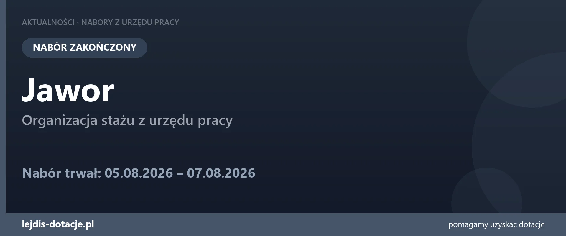 PUP Jawor zakończył nabór — organizacja stażu z urzędu pracy (7 sierpnia 2026)