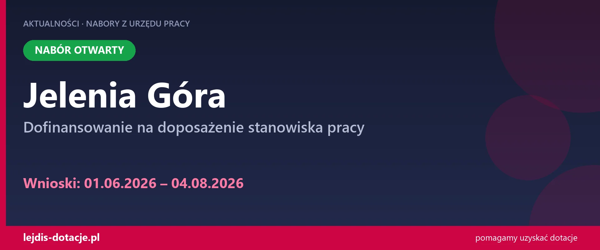 PUP Jelenia Góra przyjmuje wnioski — dofinansowanie na doposażenie stanowiska pracy (1 czerwca 2026)