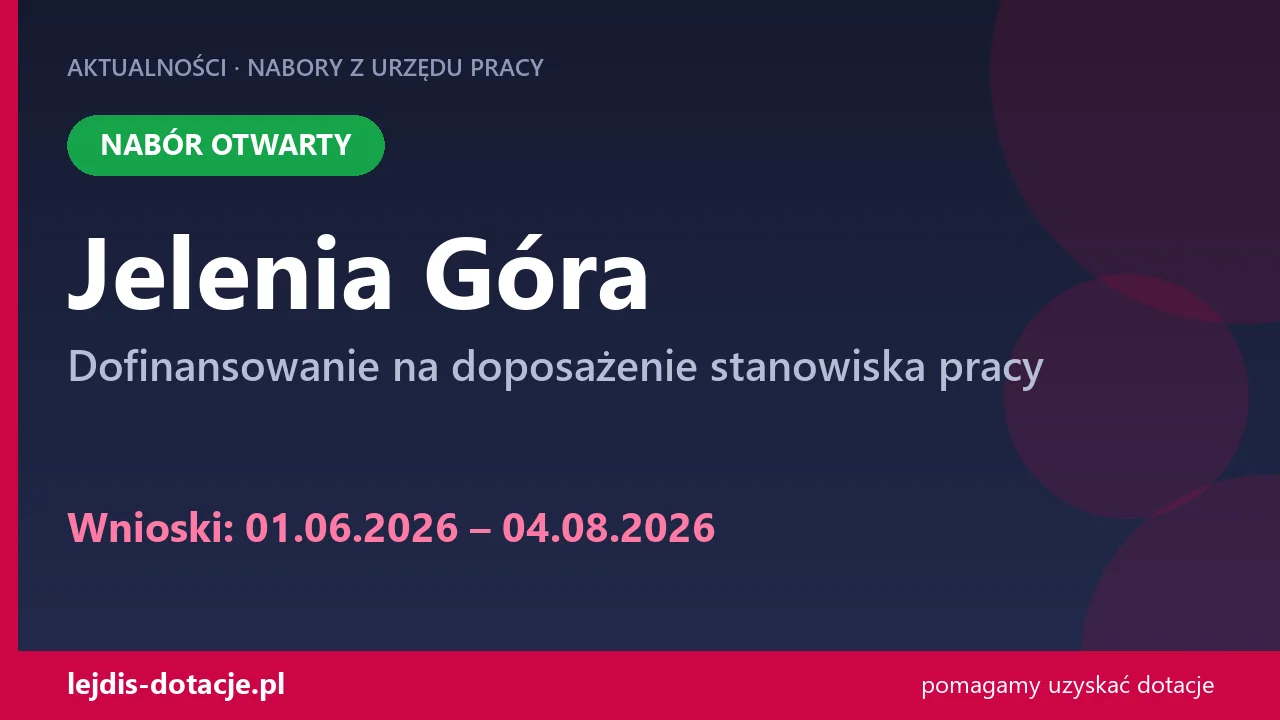 PUP Jelenia Góra przyjmuje wnioski — dofinansowanie na doposażenie stanowiska pracy (1 czerwca 2026)
