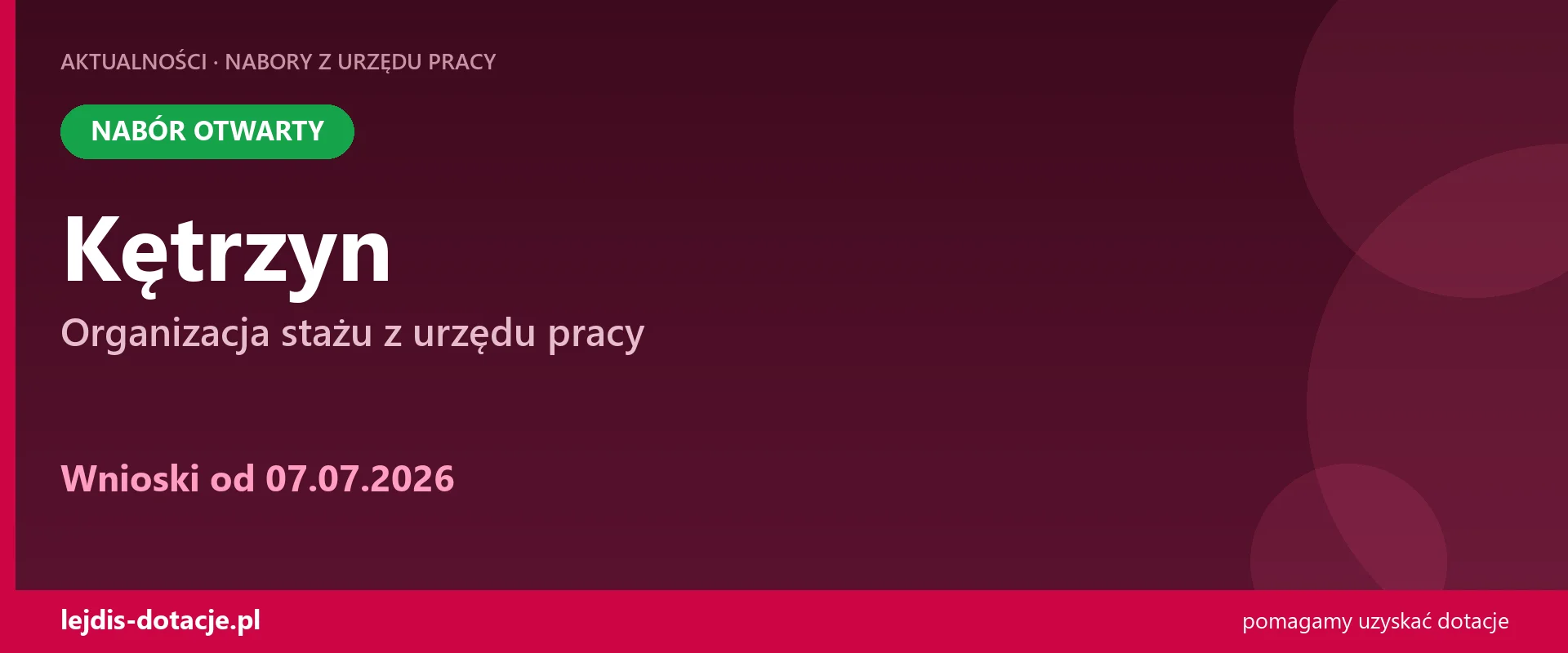 PUP Kętrzyn przyjmuje wnioski — organizacja stażu z urzędu pracy (7 lipca 2026)