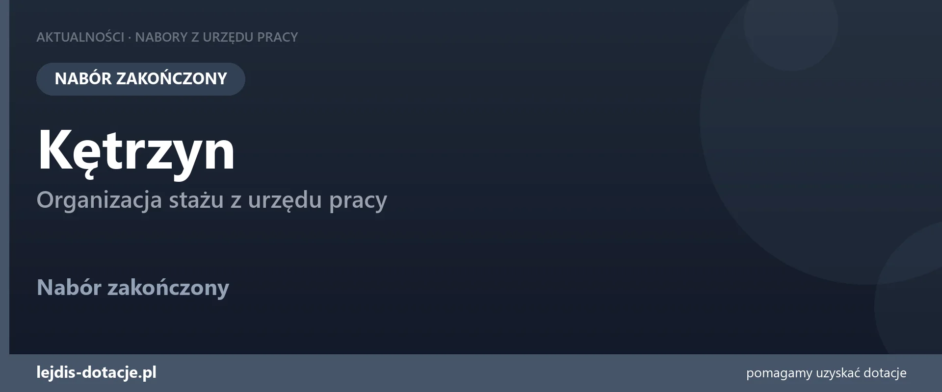 PUP Kętrzyn zakończył nabór — organizacja stażu z urzędu pracy (7 lipca 2026)