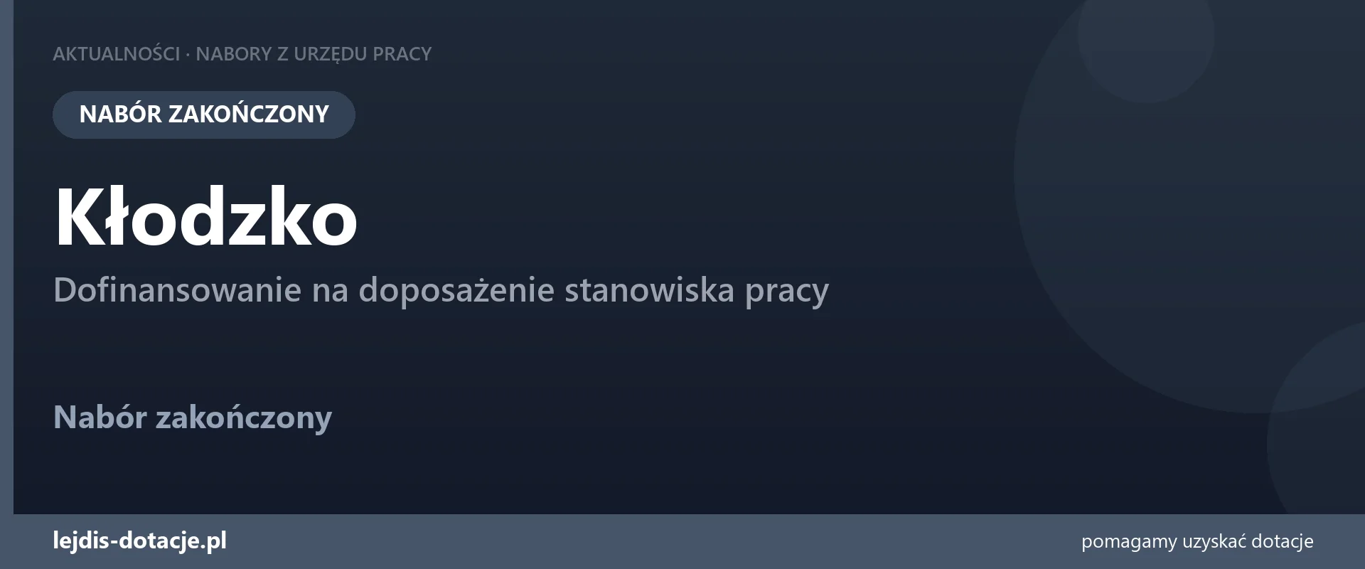 PUP Kłodzko zakończył nabór — dofinansowanie na doposażenie stanowiska pracy (14 września 2026)