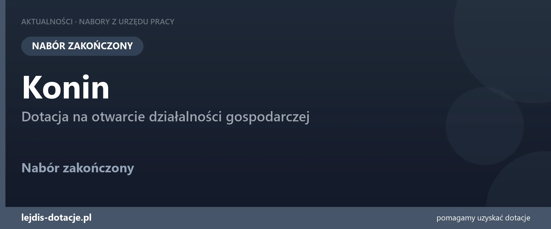 PUP Konin zakończył nabór — dotacja na otwarcie działalności gospodarczej (8 września 2026)
