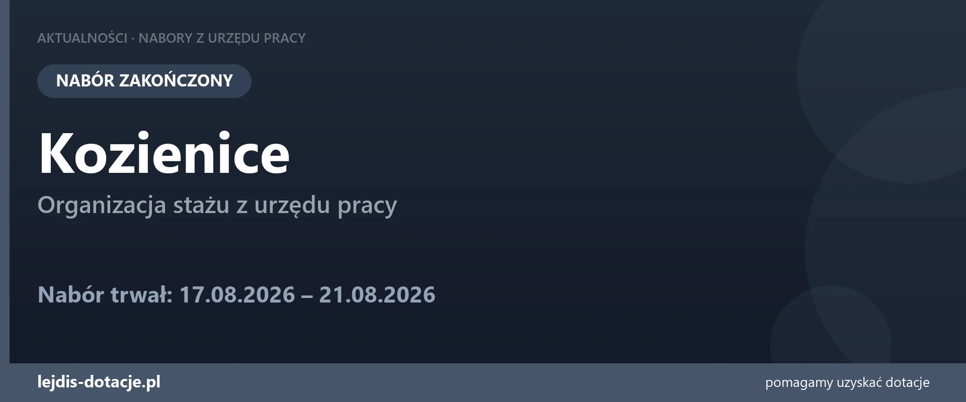 PUP Kozienice zakończył nabór — organizacja stażu z urzędu pracy (21 sierpnia 2026)
