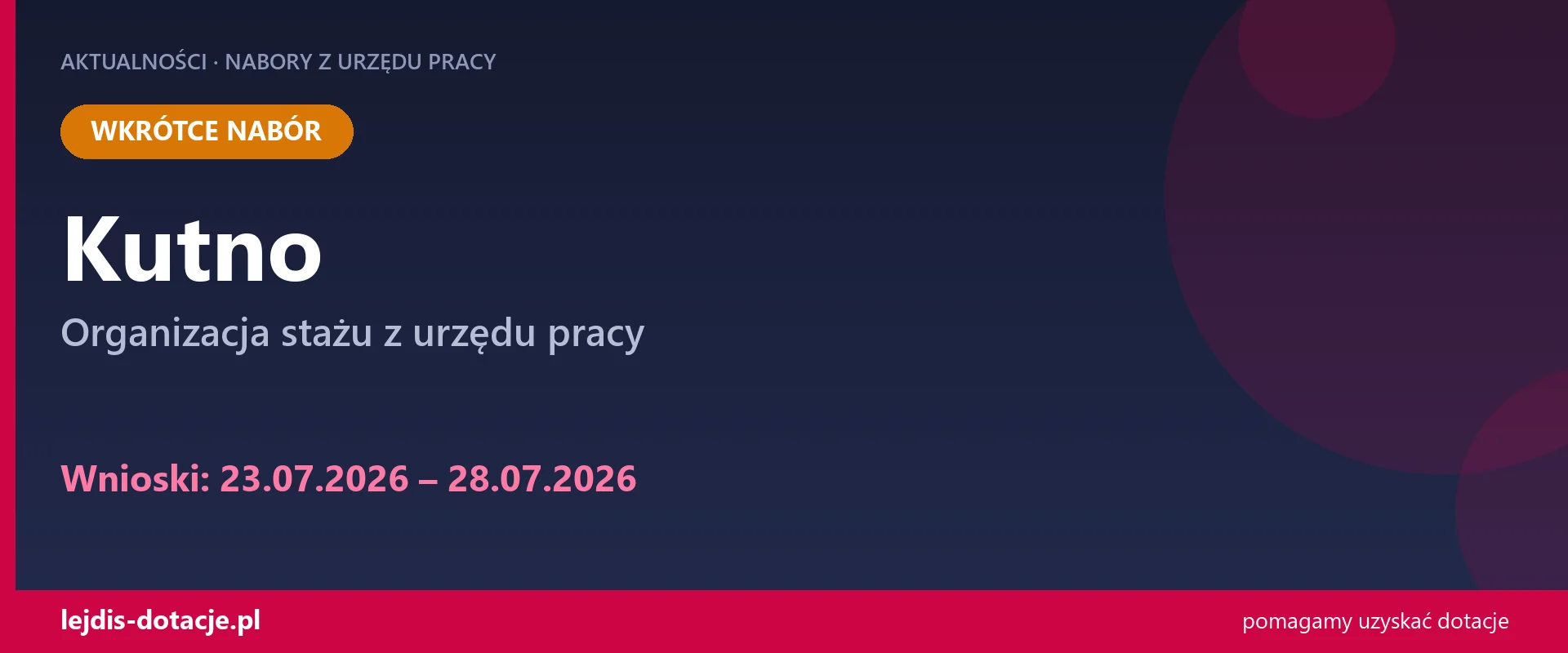 PUP Kutno ogłasza nabór — organizacja stażu z urzędu pracy (23 lipca 2026)