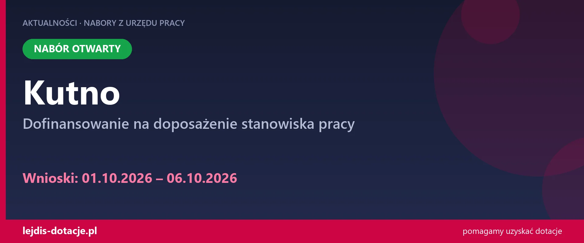 PUP Kutno przyjmuje wnioski — dofinansowanie na doposażenie stanowiska pracy (1 października 2026)