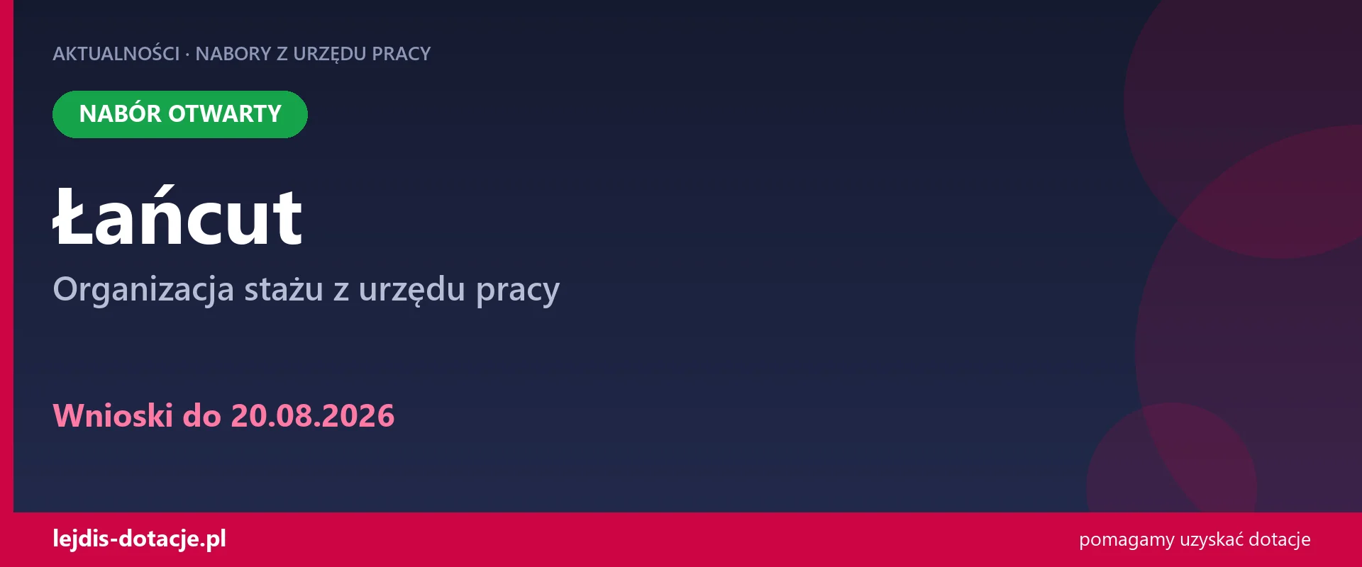 PUP Łańcut przyjmuje wnioski — organizacja stażu z urzędu pracy (20 sierpnia 2026)