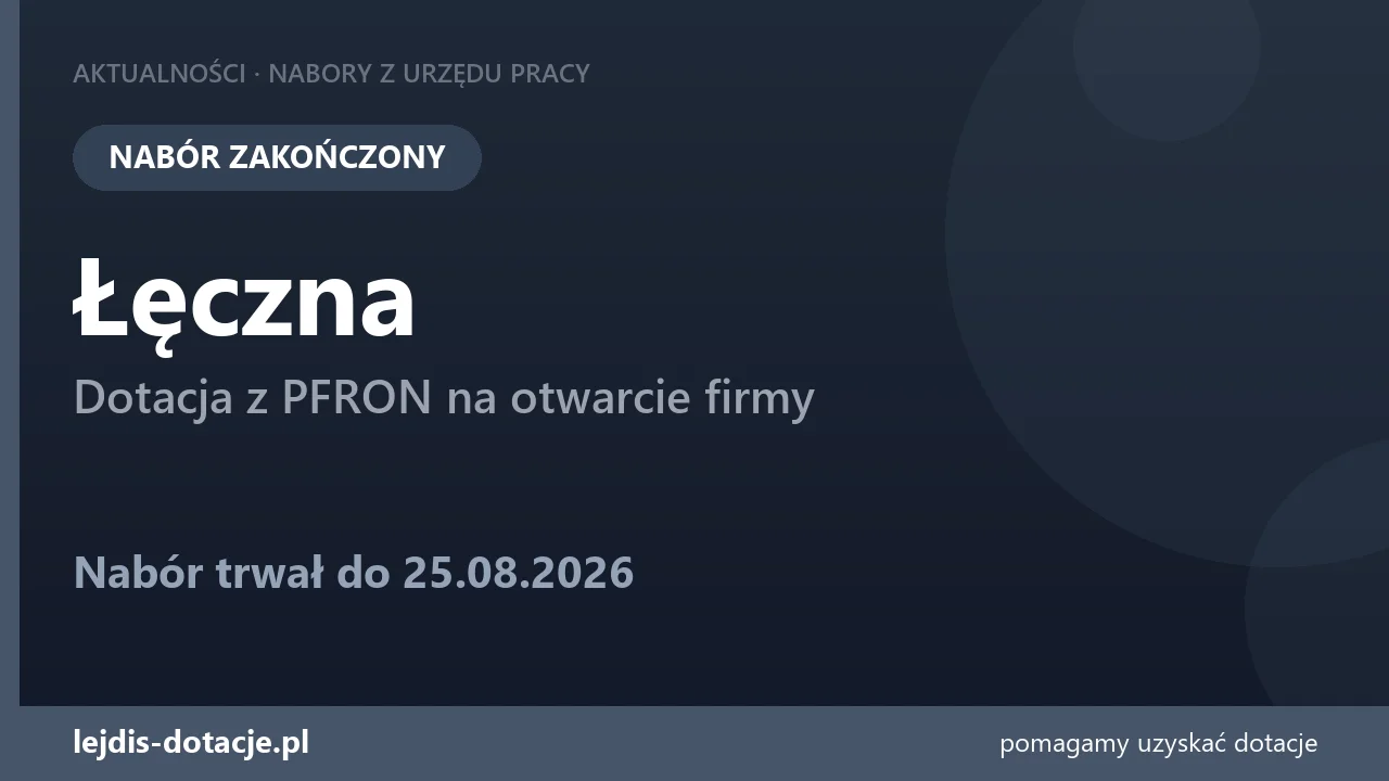 PUP Łęczna zakończył nabór — dotacja z PFRON na otwarcie firmy (25 sierpnia 2026)