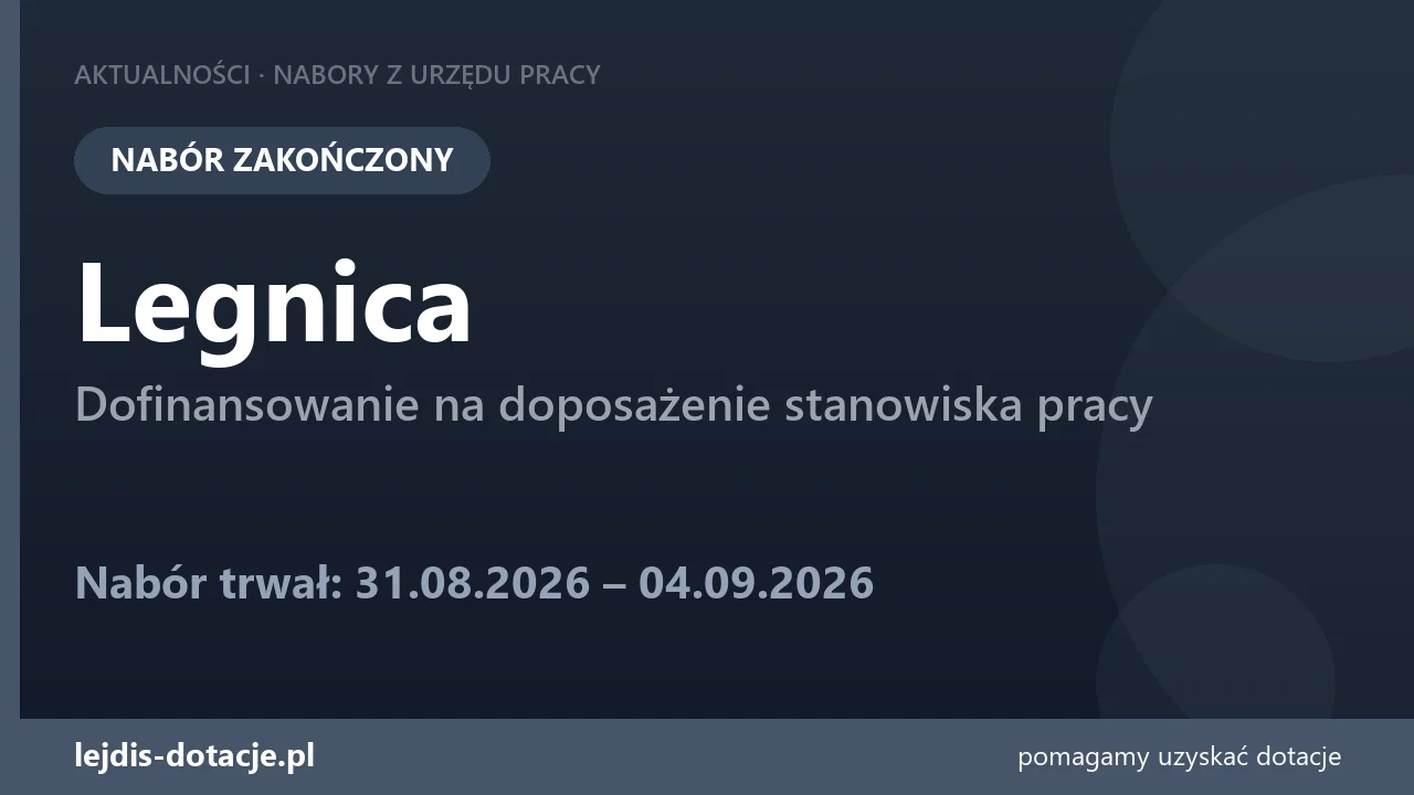 PUP Legnica zakończył nabór — dofinansowanie na doposażenie stanowiska pracy (4 września 2026)