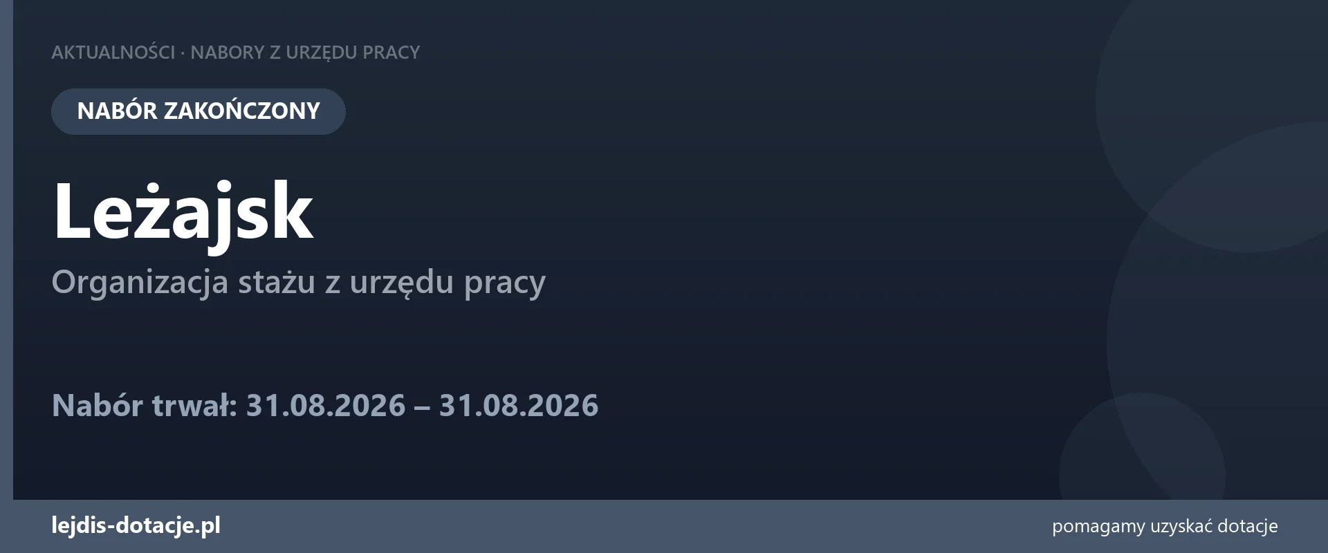 PUP Leżajsk zakończył nabór — organizacja stażu z urzędu pracy (31 sierpnia 2026)