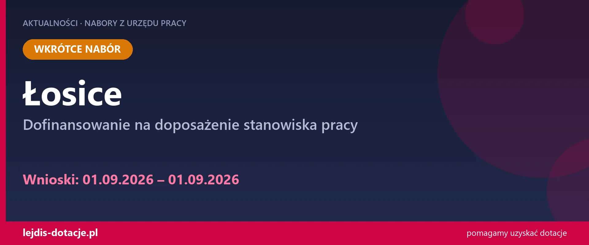 PUP Łosice ogłasza nabór — dofinansowanie na doposażenie stanowiska pracy (1 września 2026)