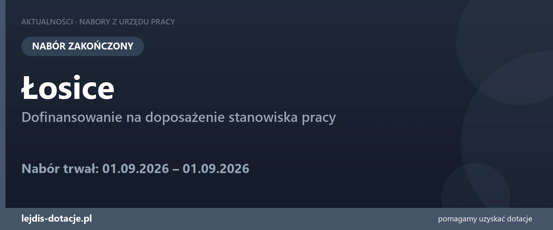PUP Łosice zakończył nabór — dofinansowanie na doposażenie stanowiska pracy (1 września 2026)
