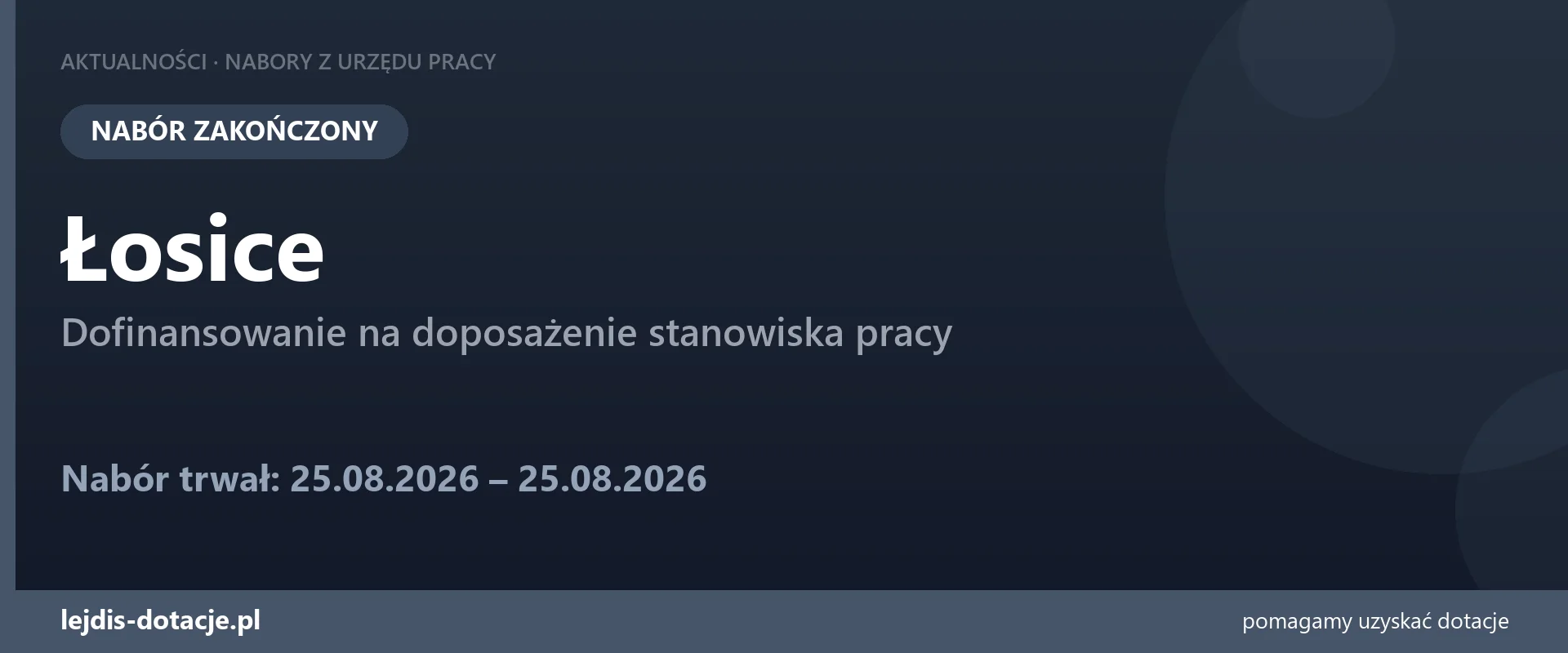PUP Łosice zakończył nabór — dofinansowanie na doposażenie stanowiska pracy (25 sierpnia 2026)