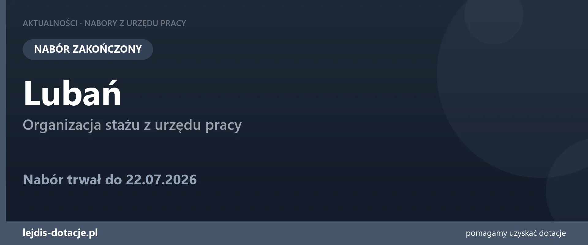 PUP Lubań zakończył nabór — organizacja stażu z urzędu pracy (22 lipca 2026)