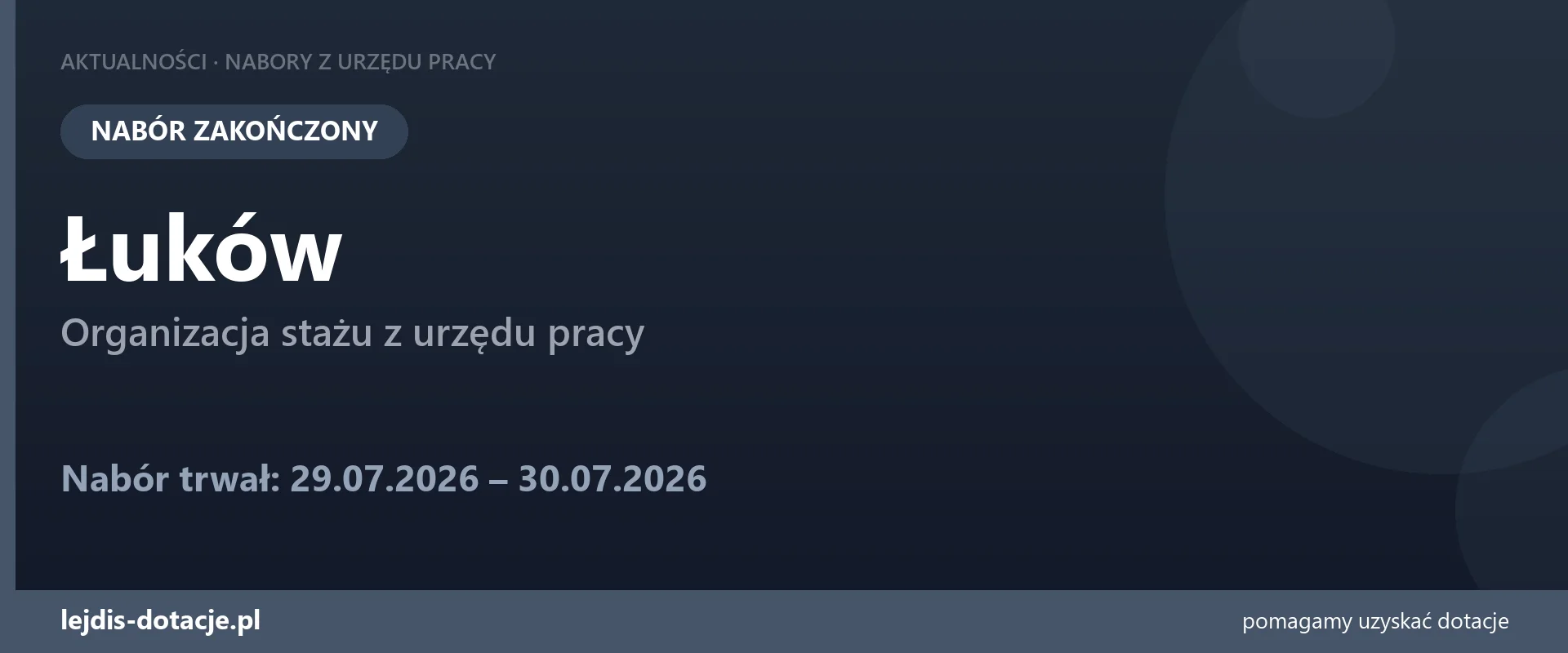 PUP Łuków zakończył nabór — organizacja stażu z urzędu pracy (30 lipca 2026)