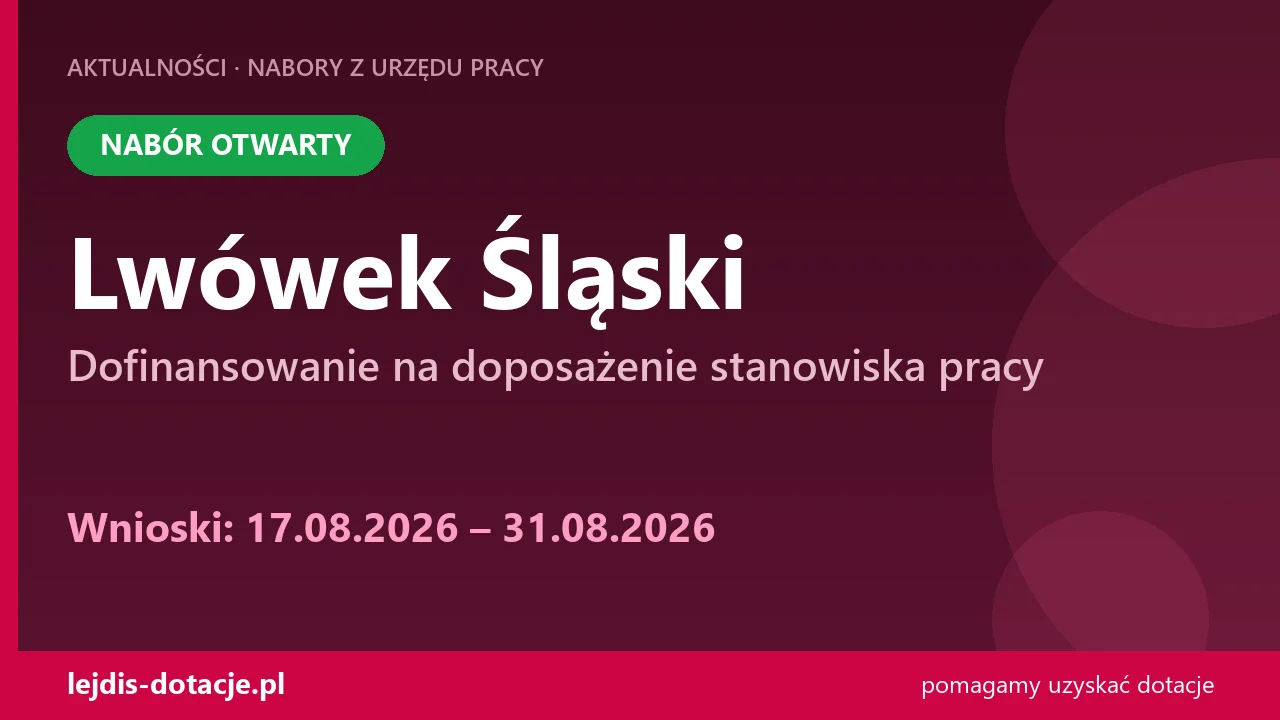 PUP Lwówek Śląski przyjmuje wnioski — dofinansowanie na doposażenie stanowiska pracy (17 sierpnia 2026)