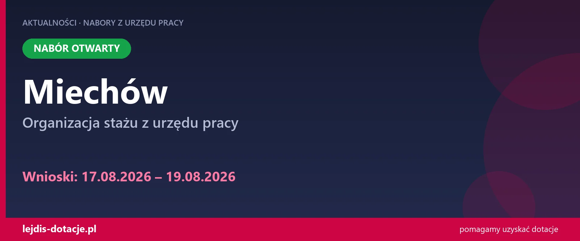 PUP Miechów przyjmuje wnioski — organizacja stażu z urzędu pracy (17 sierpnia 2026)