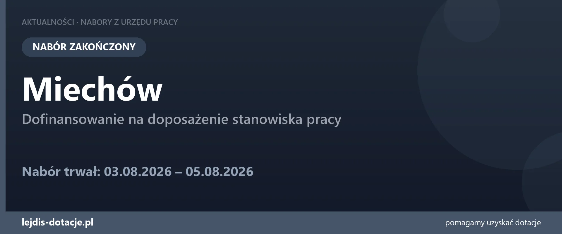 PUP Miechów zakończył nabór — dofinansowanie na doposażenie stanowiska pracy (5 sierpnia 2026)
