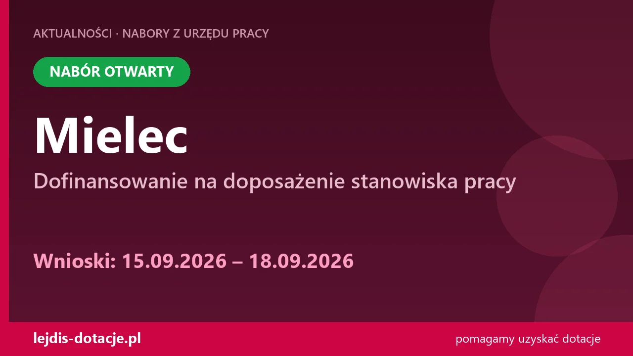 PUP Mielec przyjmuje wnioski — dofinansowanie na doposażenie stanowiska pracy (15 września 2026)