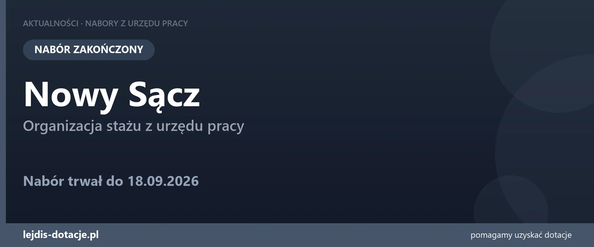 PUP Nowy Sącz zakończył nabór — organizacja stażu z urzędu pracy (18 września 2026)