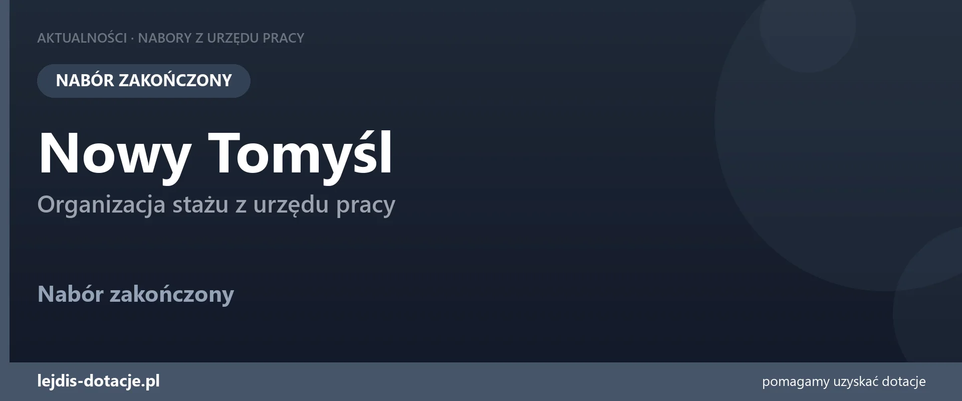 PUP Nowy Tomyśl zakończył nabór — organizacja stażu z urzędu pracy (3 września 2026)