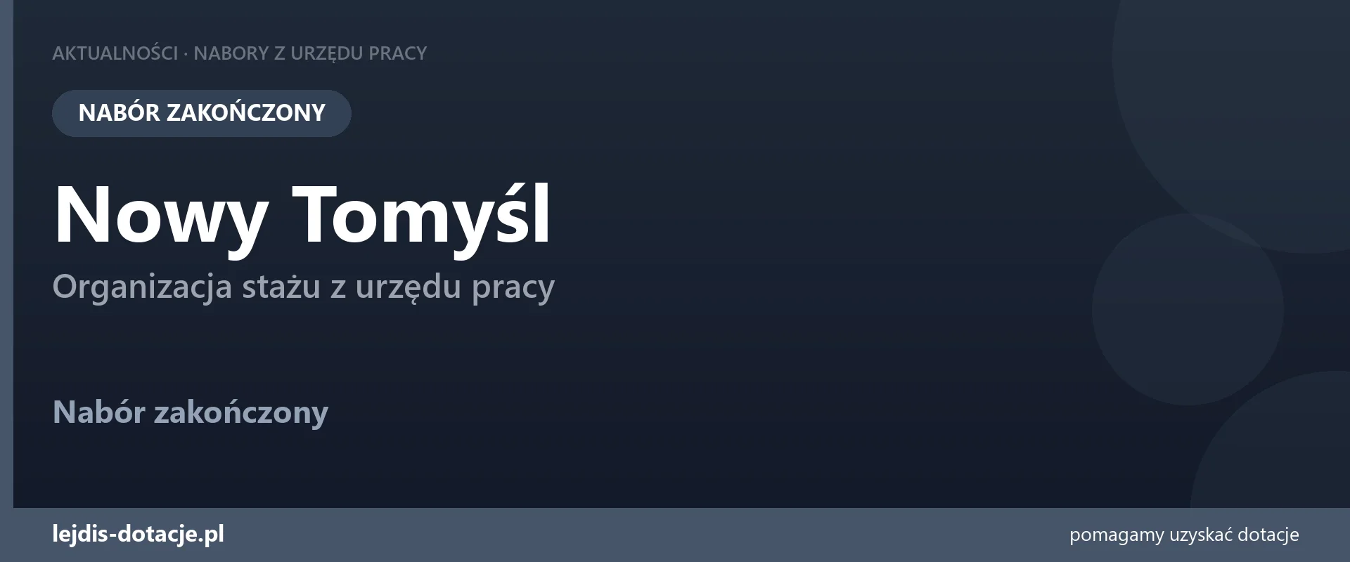 PUP Nowy Tomyśl zakończył nabór — organizacja stażu z urzędu pracy (7 lipca 2026)
