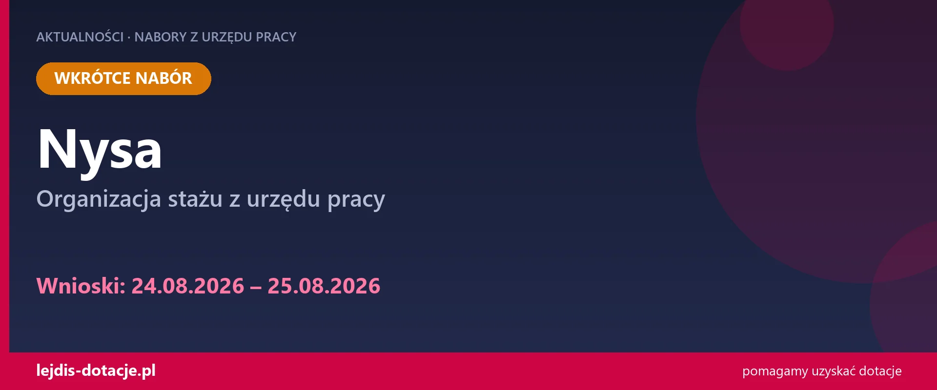 PUP Nysa ogłasza nabór — organizacja stażu z urzędu pracy (24 sierpnia 2026)