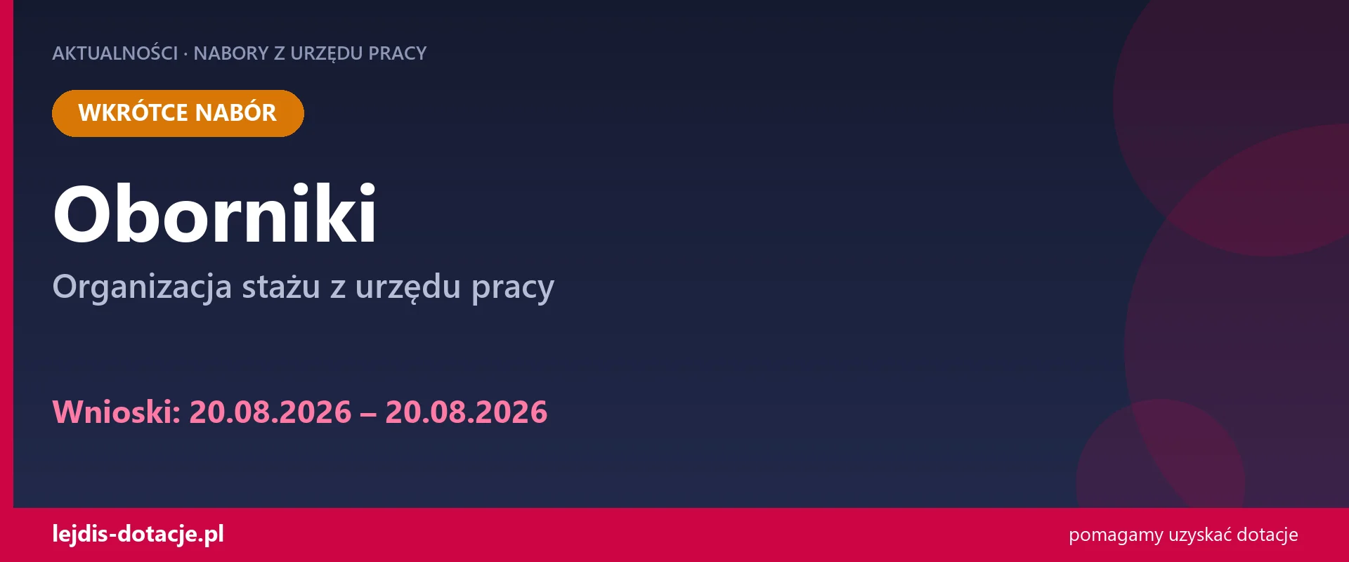 PUP Oborniki ogłasza nabór — organizacja stażu z urzędu pracy (20 sierpnia 2026)