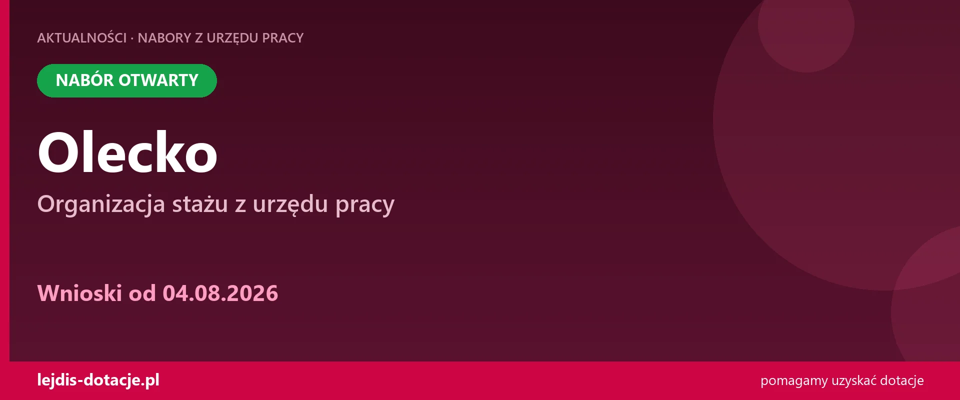 PUP Olecko przyjmuje wnioski — organizacja stażu z urzędu pracy (4 sierpnia 2026)