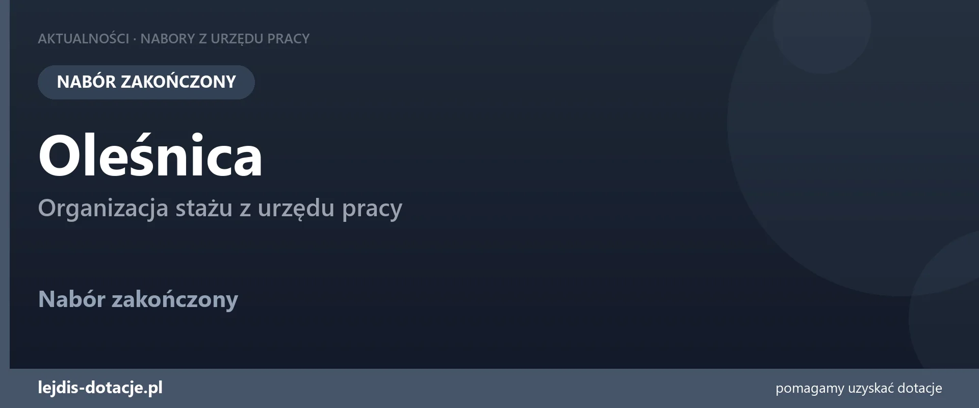 PUP Oleśnica zakończył nabór — organizacja stażu z urzędu pracy (20 lipca 2026)