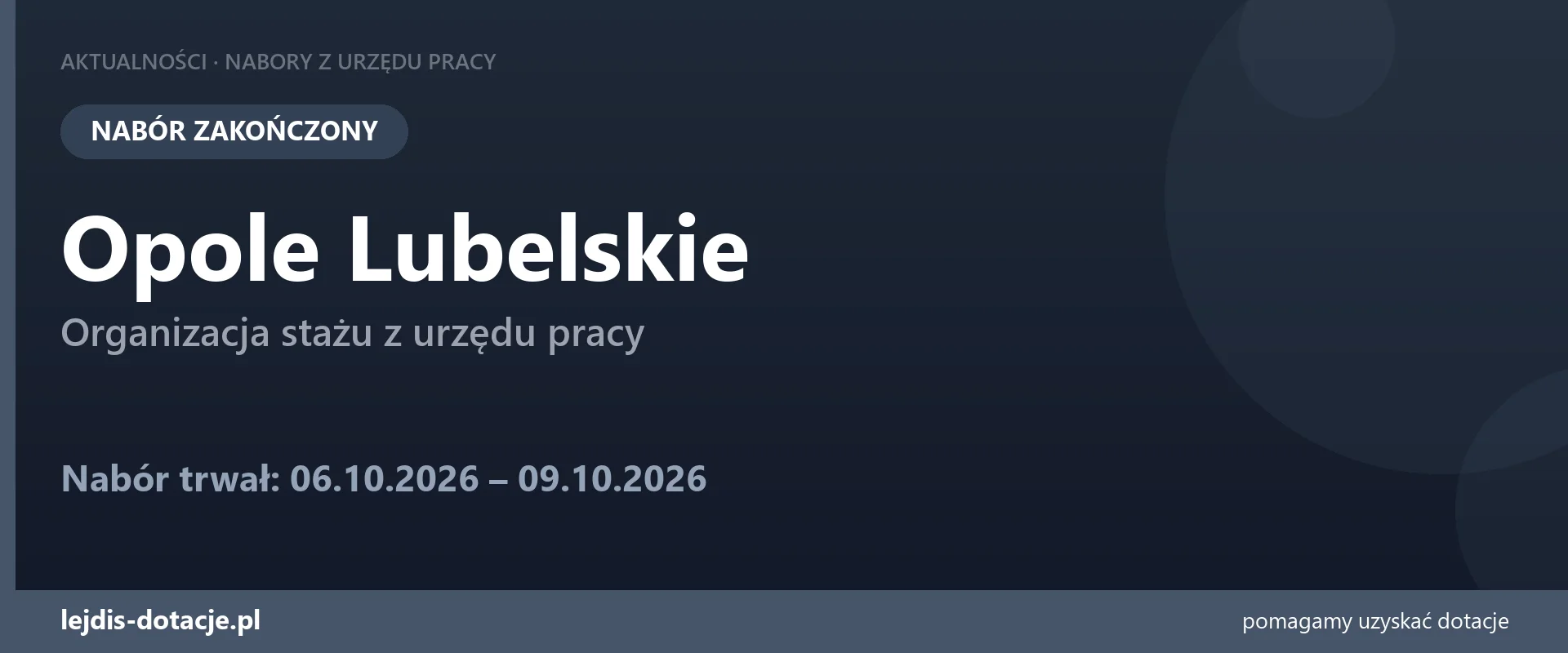 PUP Opole Lubelskie zakończył nabór — organizacja stażu z urzędu pracy (9 października 2026)