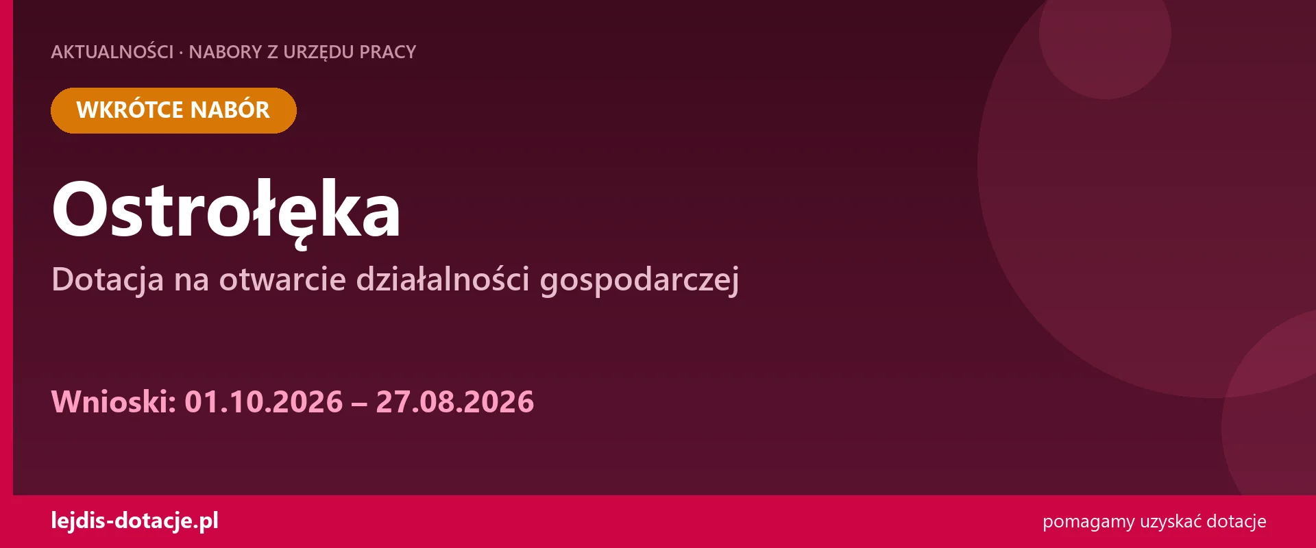 PUP Ostrołęka ogłasza nabór — dotacja na otwarcie działalności gospodarczej (1 października 2026)