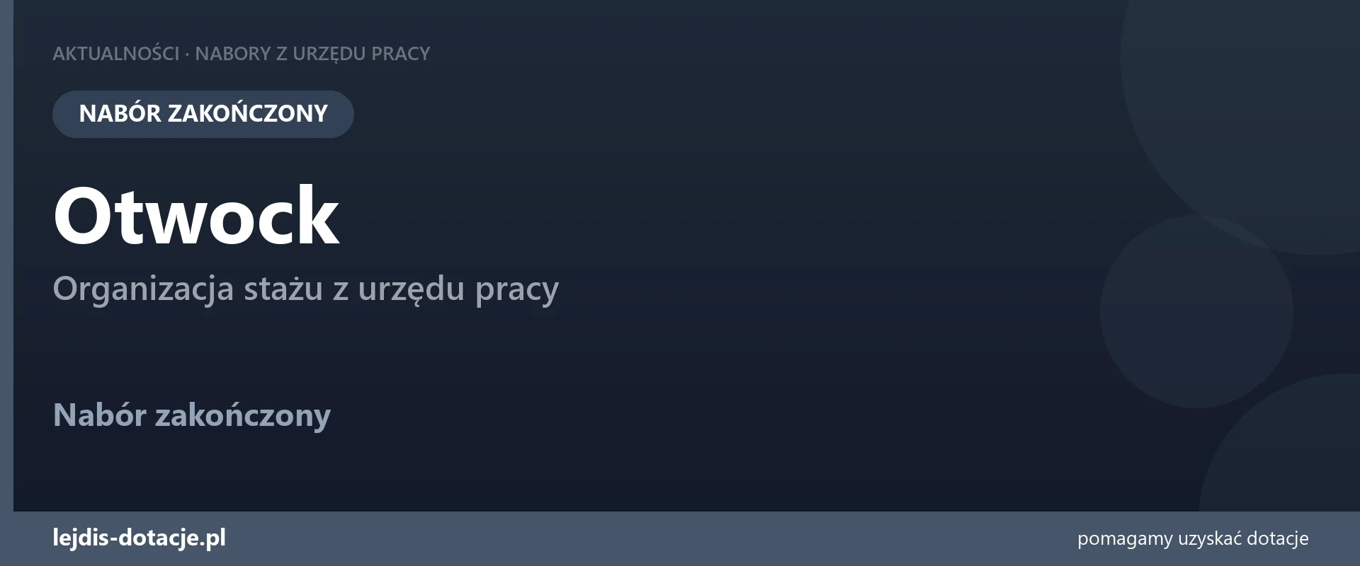 PUP Otwock zakończył nabór — organizacja stażu z urzędu pracy (31 sierpnia 2026)