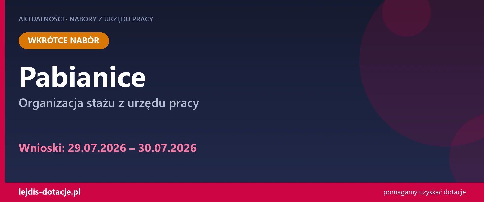PUP Pabianice ogłasza nabór — organizacja stażu z urzędu pracy (29 lipca 2026)