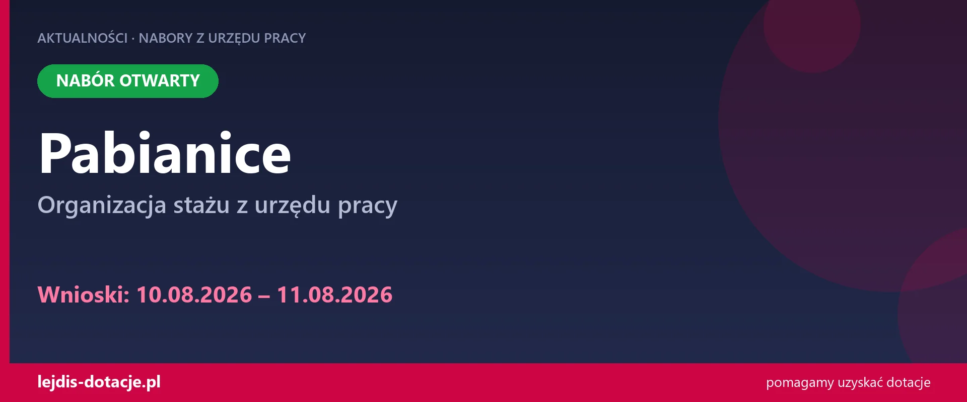 PUP Pabianice przyjmuje wnioski — organizacja stażu z urzędu pracy (10 sierpnia 2026)