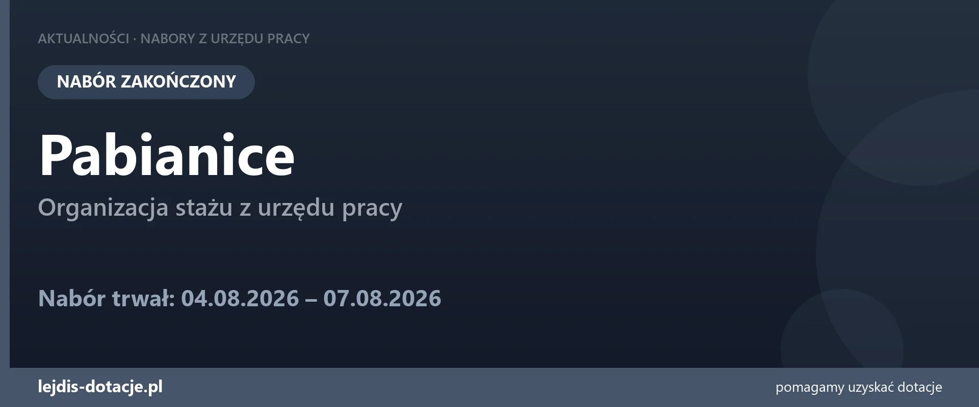 PUP Pabianice zakończył nabór — organizacja stażu z urzędu pracy (7 sierpnia 2026)