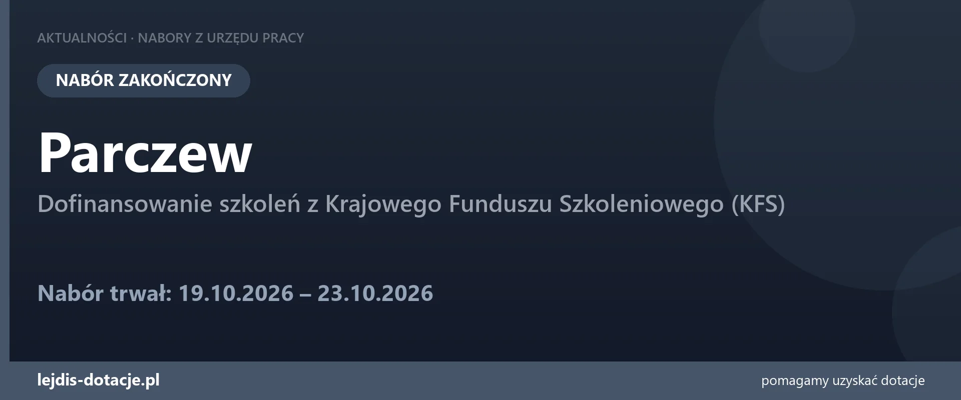 PUP Parczew: nabór KFS został zakończony (23 października 2026)